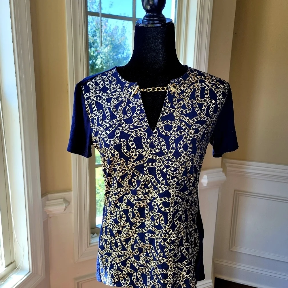 Michael Kors short sleeve chain‎ link top